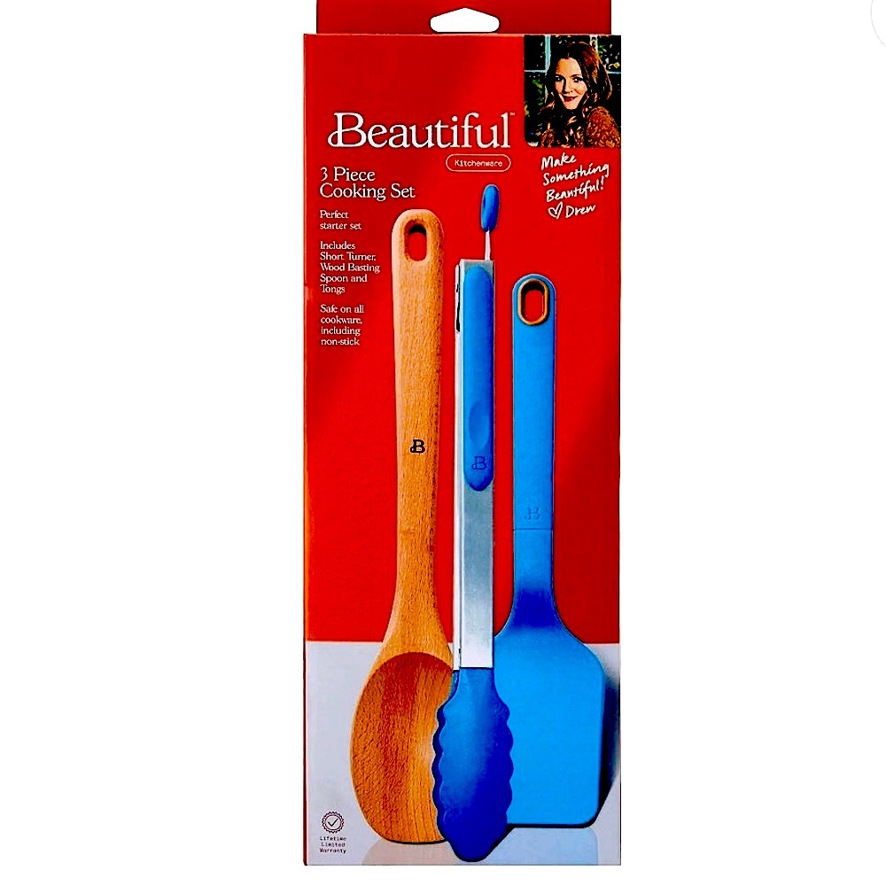Drew Barrymore Beautiful 3 Piece Blue Icing Cooking Set